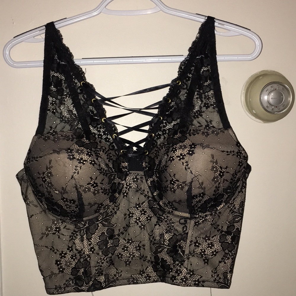 Black and cream bustier crop top size L